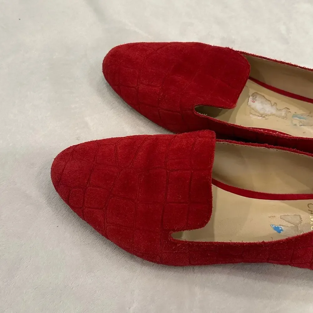 Vince Camuto Red Suede Shoes sz 7.5 VP Melley Pointed Toe Flats - Picture 5 of 7